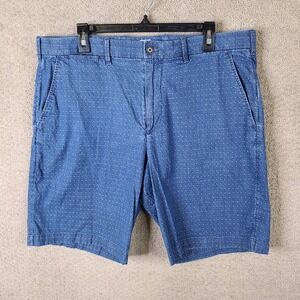 GAP Shorts Mens 36 Blue Dotted Chino 10 inch inseam Casual Summer Indigo‎